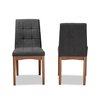 Baxton Studio Tara Mid-Century Transitional Dark Grey Fabric and Walnut Brown Finished Wood 2-PC Dining Chair Set 186-11674-Zoro
